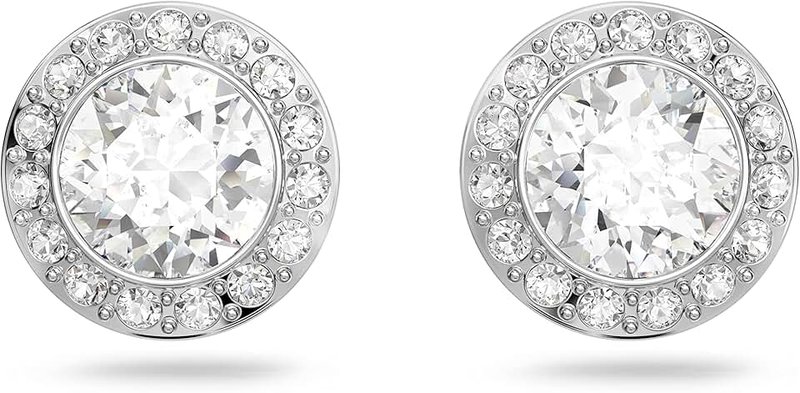 Swarovski Una Angelic Stud Earrings, White Round Cut Crystals in a Rhodium Plated Setting