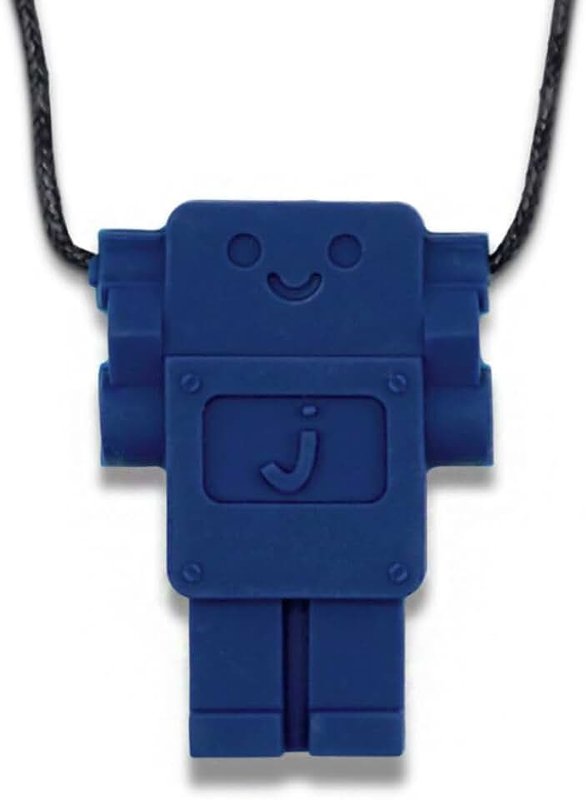 Jellystone Designs Chew Necklace, Robot Pendant, School Blue, Sensory, Kids, Toys, Teething