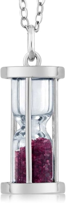 Gem Stone King 925 Sterling Silver Hourglass Pendant With 0.75 Ct Gemstone Dust 18 Inches Chain