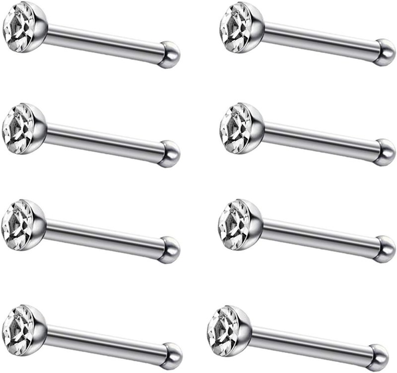 JewelrieShop Nose Rings Nose Bone Nose Studs Hypoallergenic Stainless Steel Crystal Body Piercing Jewelry Set 40pcs/60pcs Box
