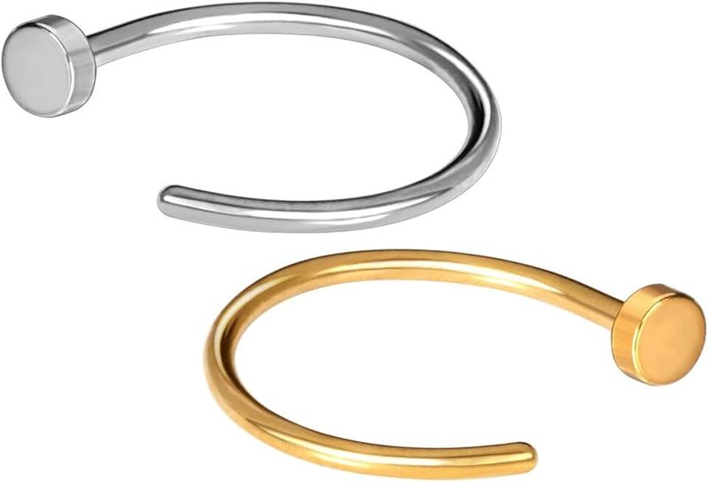 JewelrieShop 14G 16G Nose Ring Hoop Stainless Steel Nose Piercing Body Jewelry Set (10PCS)