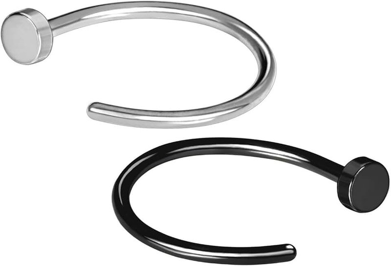 JewelrieShop 14G 16G Nose Ring Hoop Stainless Steel Nose Piercing Body Jewelry Set (10PCS)