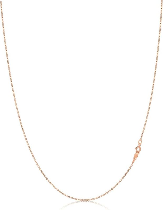 KEZEF Sterling Silver Cable Chain Necklace for Men & Women, Silver, 18k Gold Plate & Rose Gold Plate 1mm Oval Link Chain, Made in Italy, Hypoallergenic, Tarnish Resistant
