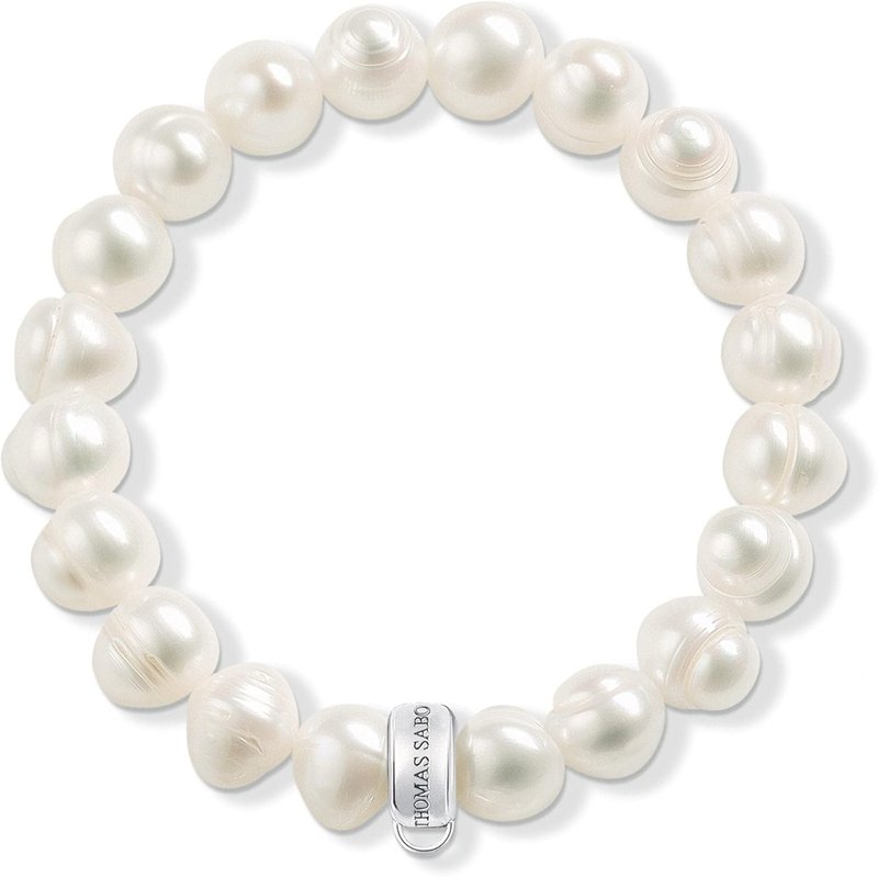 Thomas Sabo Charm Club Women's Bracelet 925 Sterling Silver White Pearl Round – X0041 082 14