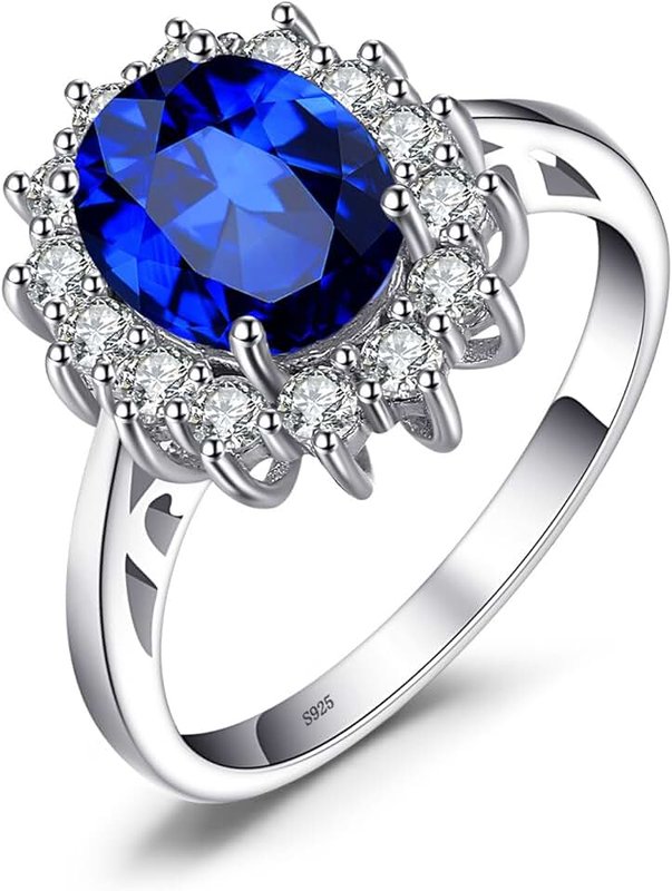 JewelryPalace Princess Diana William Kate Middleton's 3.2ct Created Blue Sapphire Engagement Ring 925 Sterling Silver