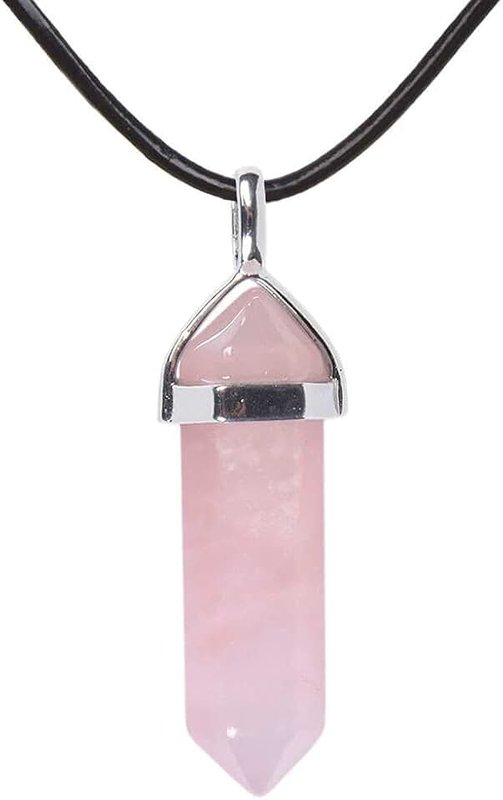 Justinstones Gemstone Hexagonal Pointed Reiki Chakra Pendant Genuine Leather Necklace 18"