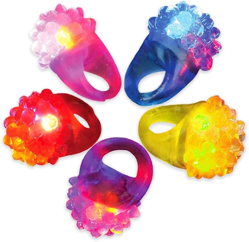 Novelty Place [Party Stars] Flashing LED Bumpy Jelly Ring Light-Up Toys (12 Pack)