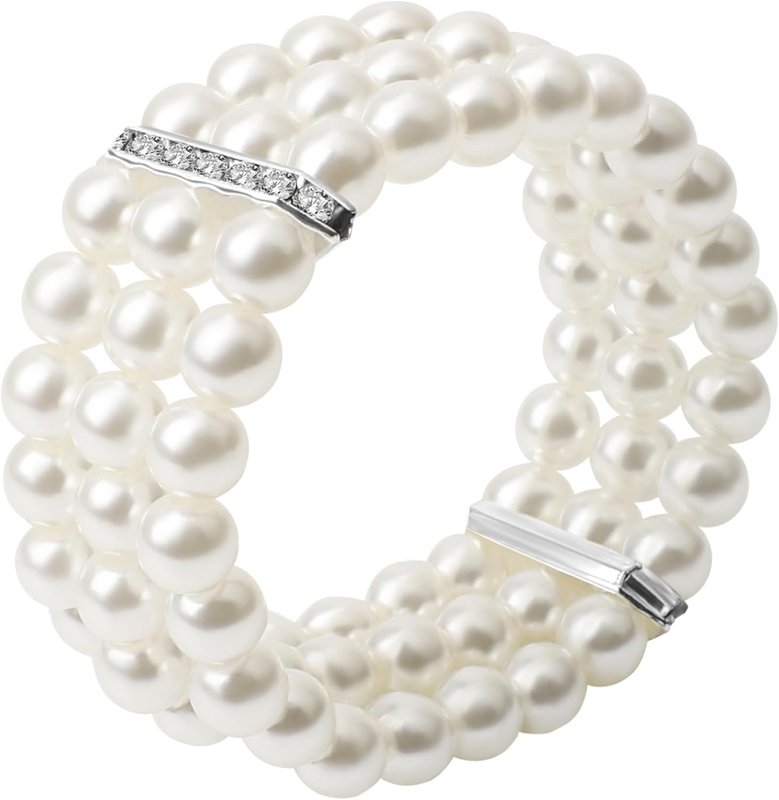 Coolrunner Coolrunner Ladies Faux Pearls Accent Off White Stretch Wrist Bracelet Jewelry
