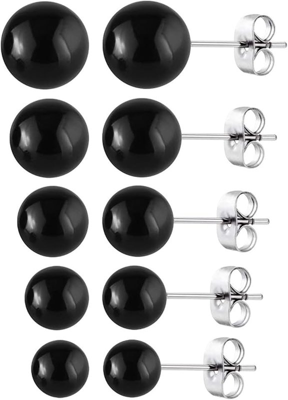 JewelrieShop Jewelrieshop 5 Pairs Assorted Sizes Wholesale Lot Shiny Imitation Pearl Round Ball Stud Earrings,Stainless Steel Earrings Pin, Hypoallergenic