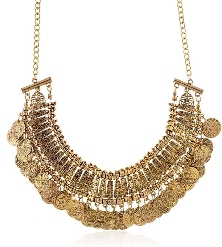 lureme LUREME Vintage Engraved Coin Bib Statement Necklace Clavicle Necklace (01003295)