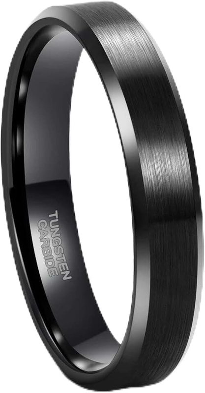 Frank S.Burton 3mm 4mm 6mm 8mm Tungsten Ring for Men Women Beveled Edge Matte Silver Wedding Band