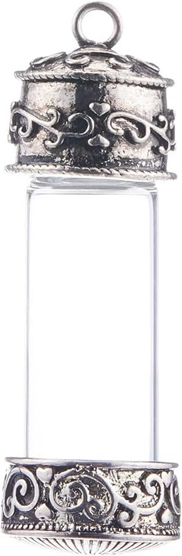 Solid Oak Solid Oak Steampunk Glass Pendant 1/Pkg-Large Vial, Silver