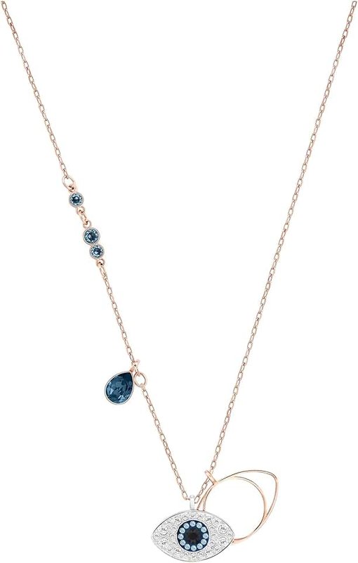 Swarovski Symbolica Pendant and Necklace Collection, Evil Eye, Blue and White Crystals in a Rose Gold-Tone or Gold-Tone Plated Setting