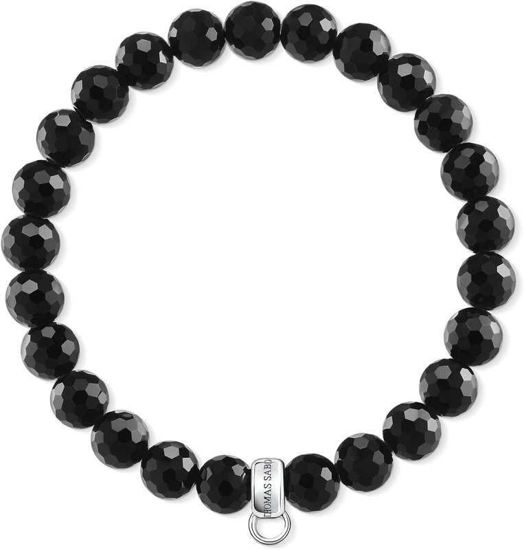 Thomas Sabo Women-Bracelet Charm Club 925 Sterling Silver, Obsidian Black