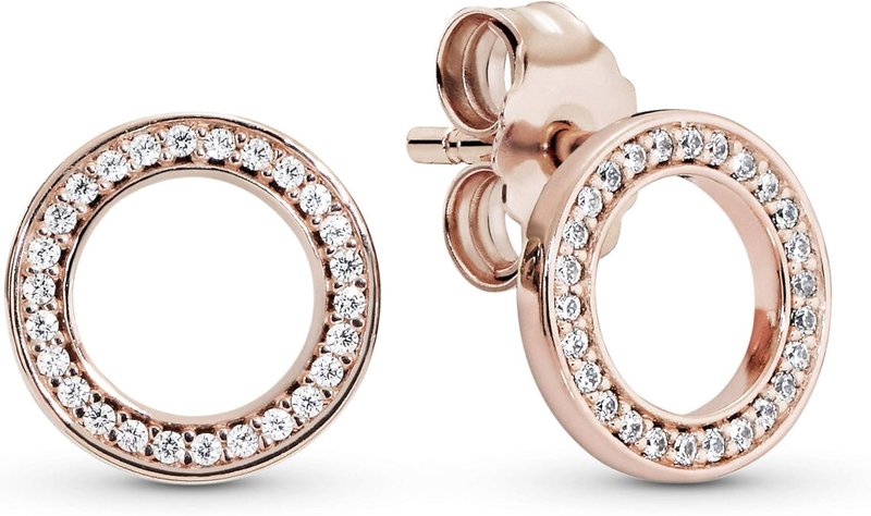 PANDORA Signature Women's 14k Rose Gold-Plated Forever Pandora Cubic Zirconia Stud Earrings