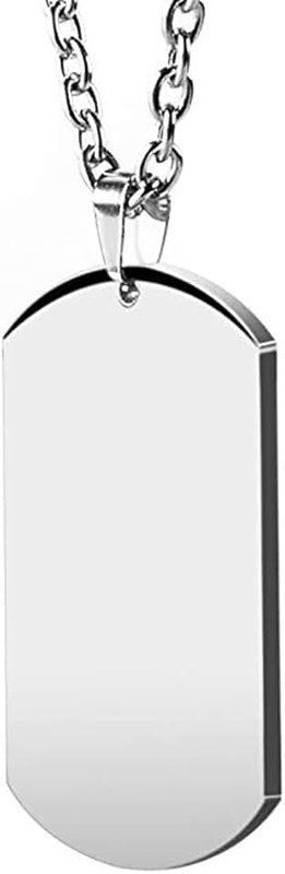 HZMAN Mens High Polishing Stainless Steel Dog Tag Pendant Necklace 22+2 Inch Link Chain