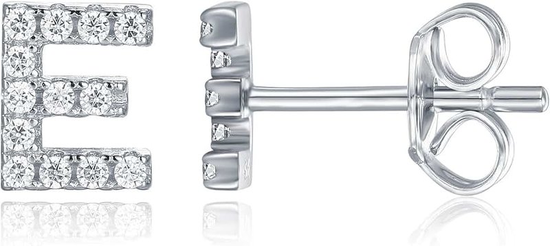 PAVOI 925 Sterling Silver, 14K Gold Plated, CZ Simulated Diamond Stud Earrings Fashion Alphabet Letter Initial Earrings