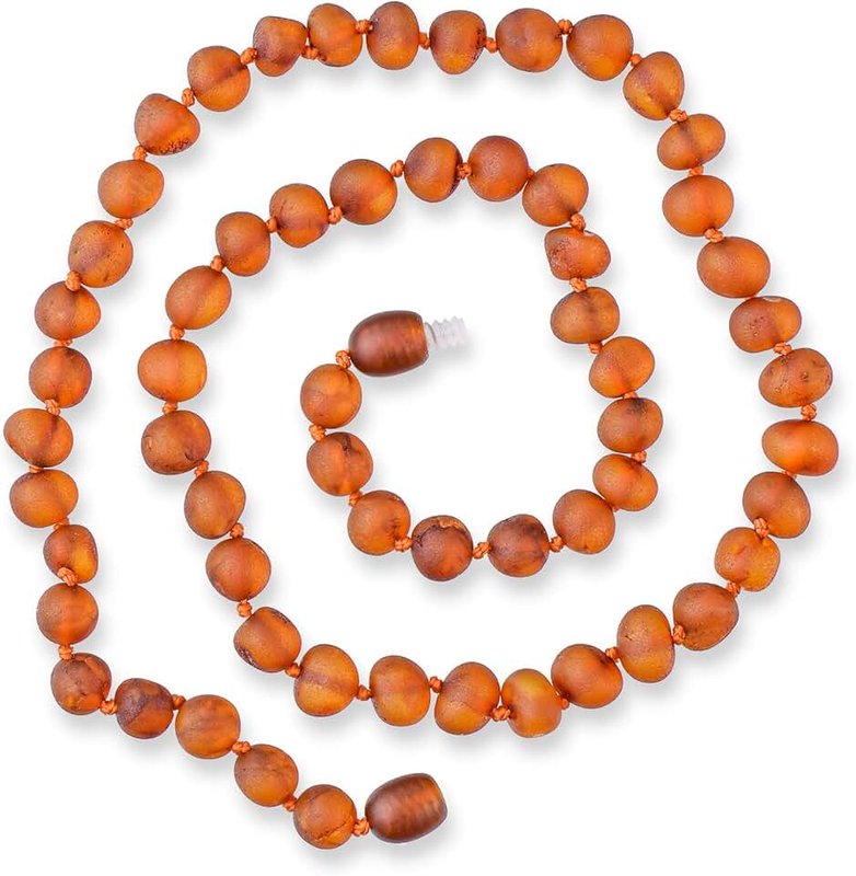 Genuine Amber Genuine Baltic Amber Necklace - Raw not Polished Beads - Cognac Color - Knotted Between Beads - Sizes from 28 to 36 CM
