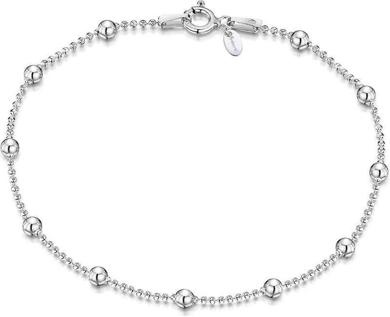 Amberta 925 Sterling Silver Fine Chain Bracelet Length 8" inch/20 cm