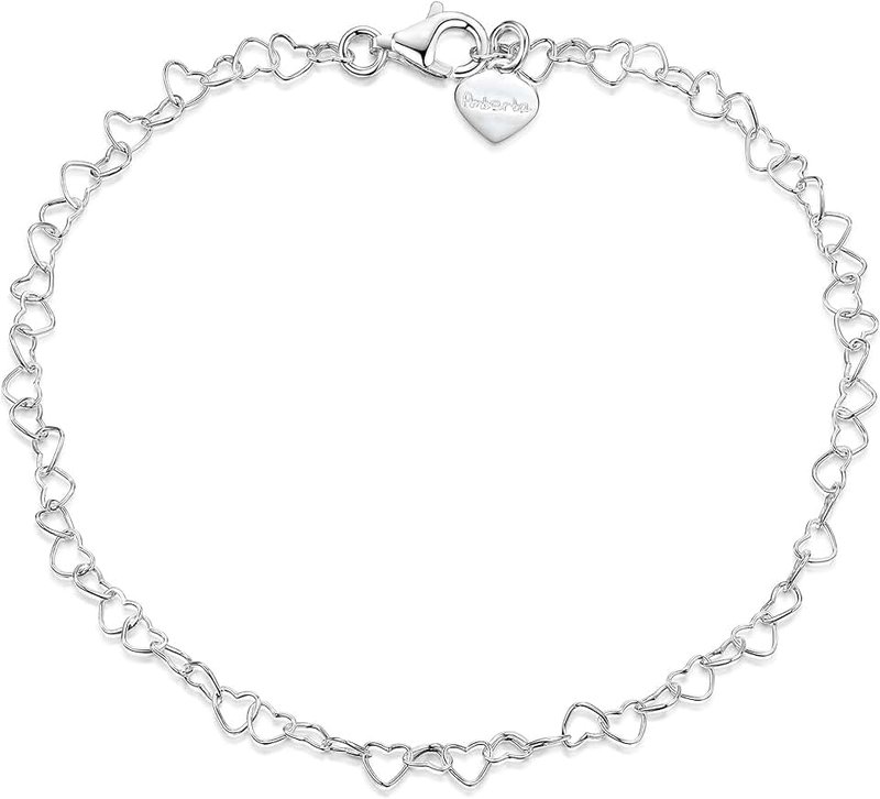 Amberta Women's 925 Sterling Silver Heart Bracelet