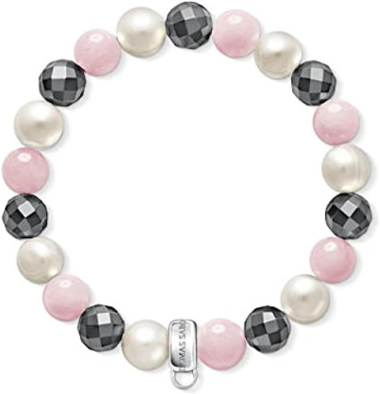 Thomas Sabo Damen Charm-Armband Hämatit Rosenquarz Süßwasserzuchtperlen 925 Sterling Silber X0188-581-7