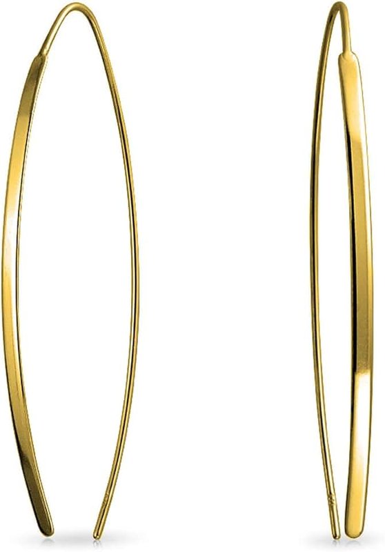 Bling Jewelry Delicate Minimalist Modern Long Thin Line Linear Threader Earrings For Women Teen Rose Gold Plated .925 Sterling Silver