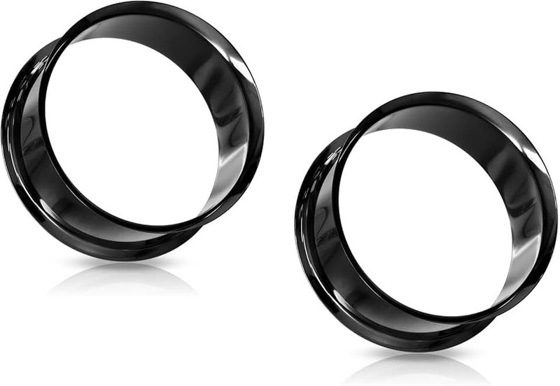 Pierced Owl 316L Surgical Steel with Titanium IP Black Double Flared Tunnel Plugs, Sold as a Pair