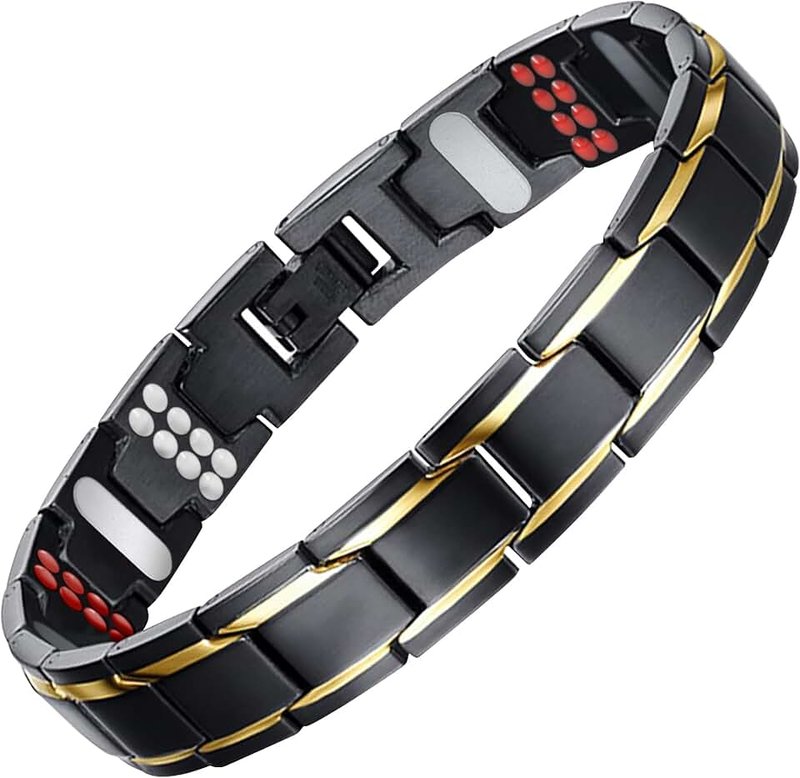JFUME 'JFUME Men Magnetic Bracelet 18k Gold Plated Stainless Steel Jewelry with Link Remove Tool 8.5'' Adjustable'