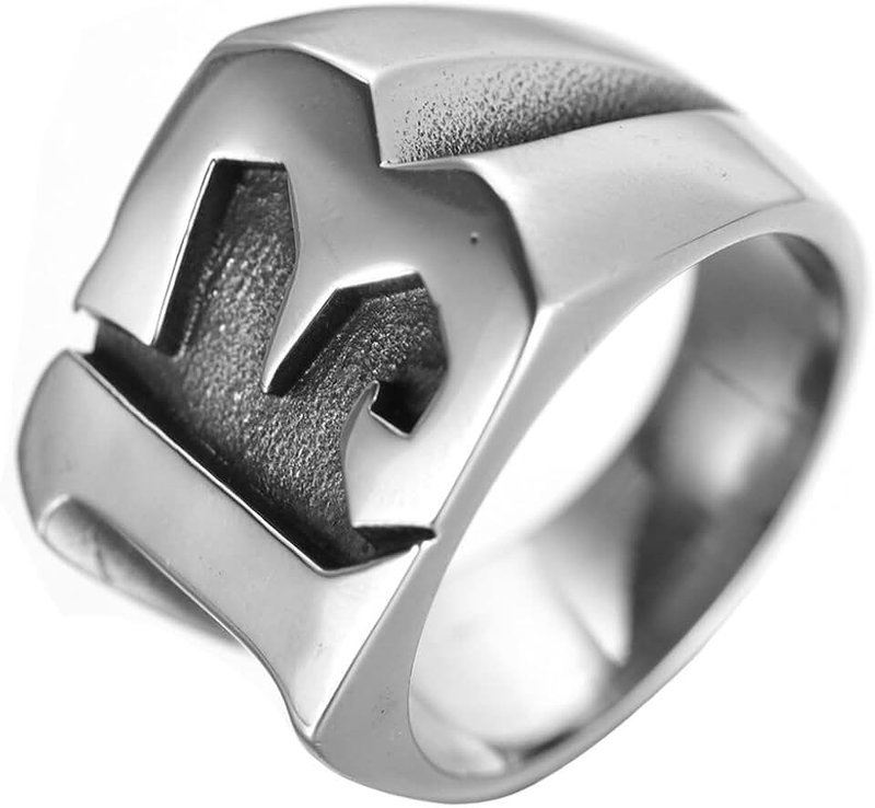 INRENG Men's Stainless Steel Lucky Number 13 Biker Ring High Polished Silver Band