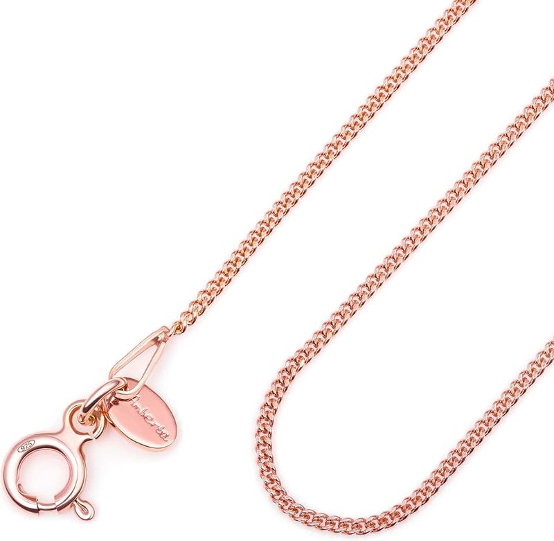 Amberta 14K Rose Gold Plated on 925 Sterling Silver 2.3 mm Heart Chain Necklace