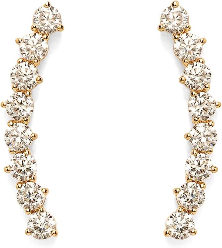 PAVOI 14K Gold Plated Sterling Silver Post Ear Crawler - Arrow Cuff Earrings Hypoallergenic Stud Ear Climber Jackets