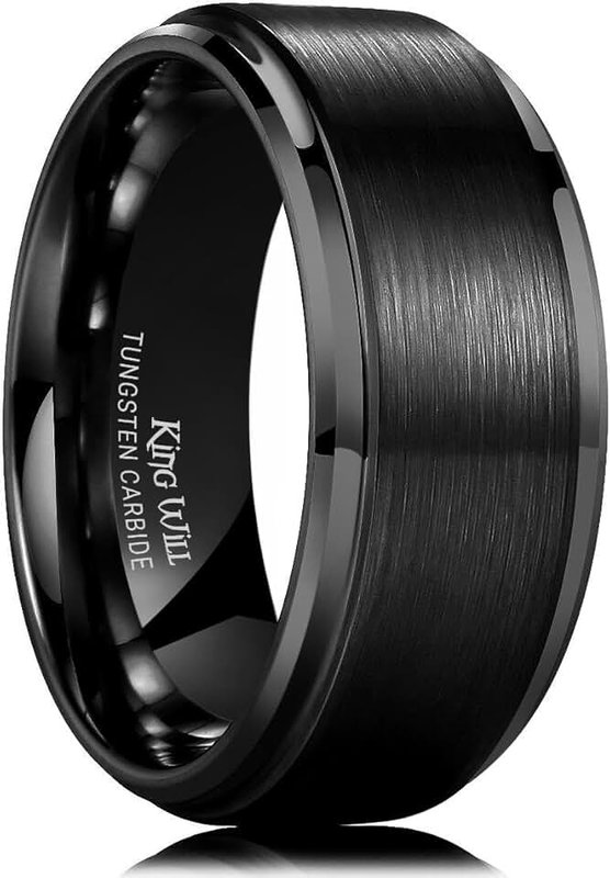 King Will Basic Tungsten Ring for Men 6mm/7mm/8mm/9mm/10mm Tungsten Wedding Band Matte Brushed Finish Comfort Fit ClimatePartner certified