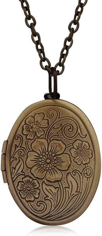 Fajewellery Vintage Engraved Flower Locket Picture Pendant Necklace for Women