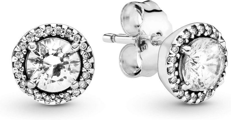 PANDORA Timeless Women's Sterling Silver Round Sparkle Clear Cubic Zirconia Stud Earrings