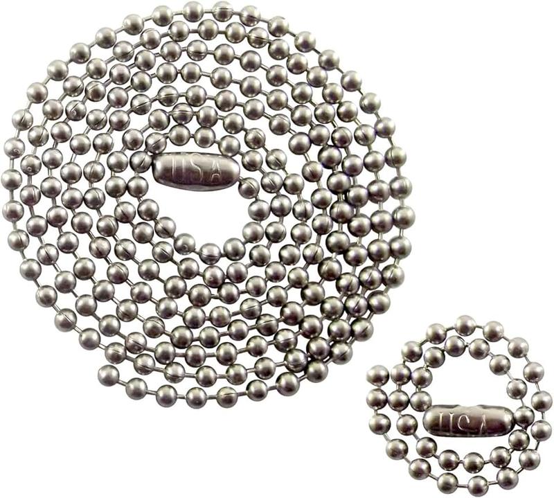Tag-Z Stainless Steel Military Dog Tag Chain Set - 27 inch and 4.5 inch Ball Chains - 2.4mm #3 Size Chain