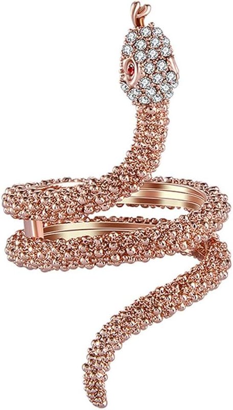 Yfnfxl Womens Rose Gold Crystal Snake Ring Fashion Rhinestones Cute Animal Rings