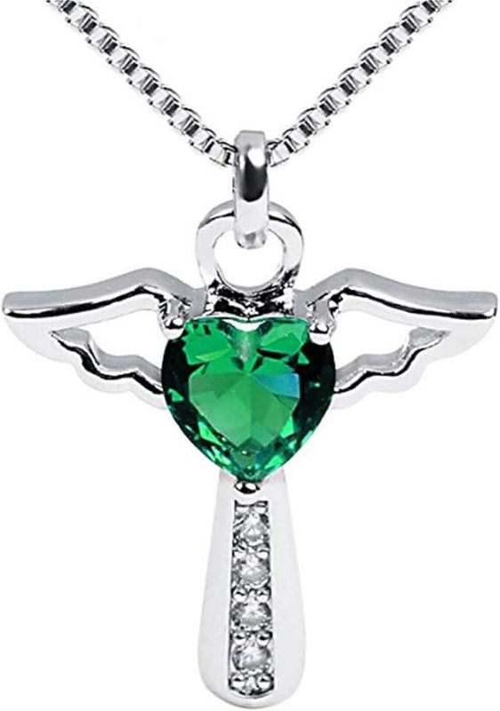 Ckysee Necklaces for Women Girls Cross Cubic Zirconia Angel Wing Birthstone Heart Charm Pendant Necklace