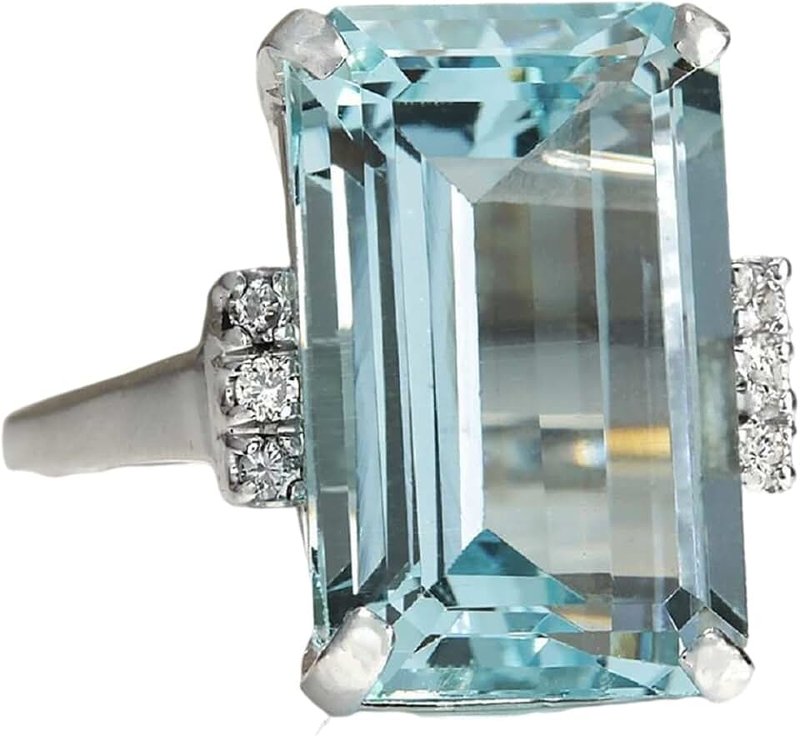 DOCCESTU (11 ) - Zhiwen Vintage Fashion Women 925 Silver Aquamarine Gemstone Ring Engagement Wedding Jewellery Size 5-11 (11 )