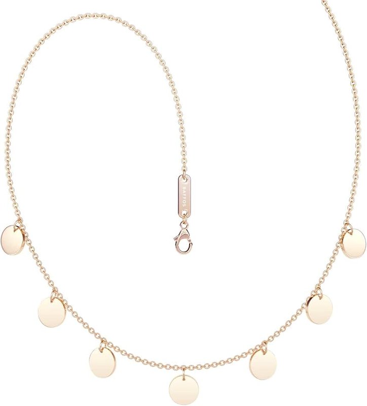 BAFFOS Women's Gold Plate Necklace as a Birthday Gift for Women or Best Friend Gift – Stainless Steel Jewellery Women's – Chain with Plate Waterproof – Gold Chain Women's Rose Silver