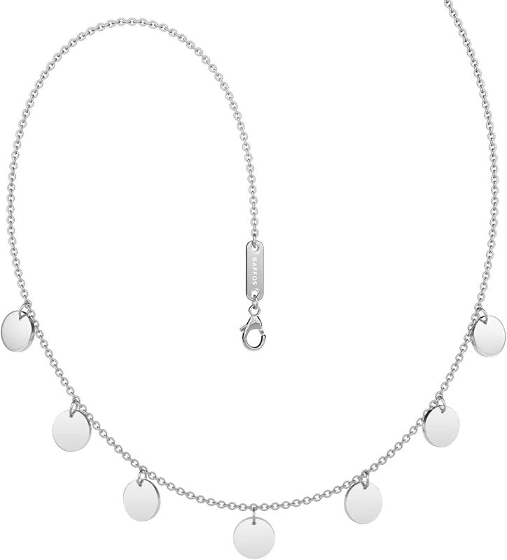 BAFFOS Women's Gold Plate Necklace as a Birthday Gift for Women or Best Friend Gift – Stainless Steel Jewellery Women's – Chain with Plate Waterproof – Gold Chain Women's Rose Silver