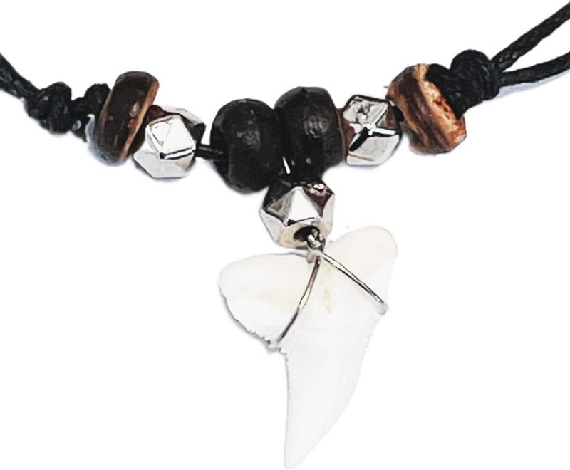 Shark Tooth Chrome Wood Middle Eastern Style Necklace Oceanicshark Australia 094