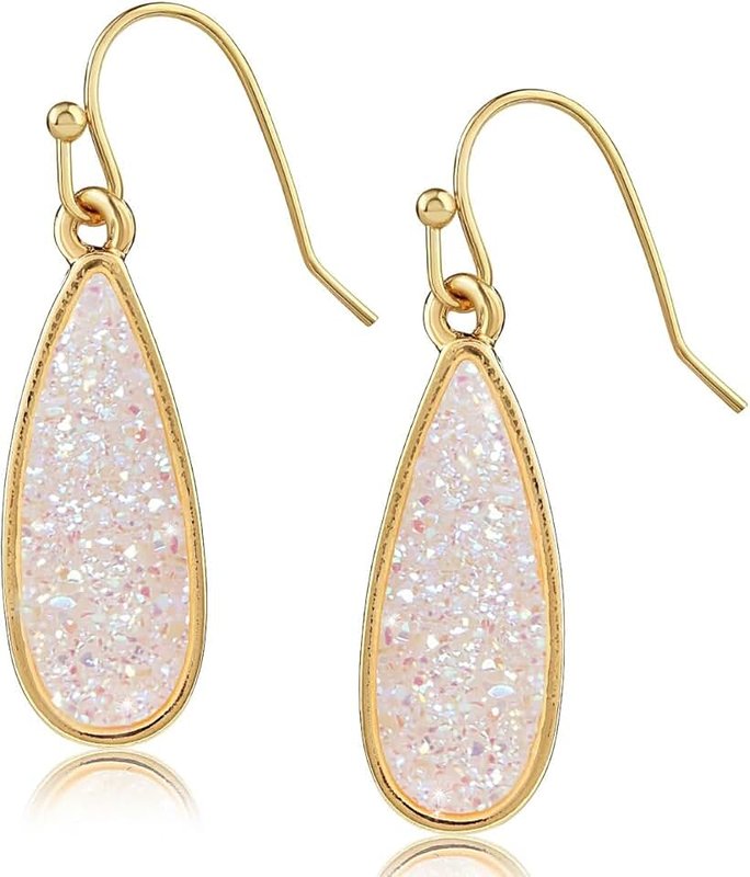 Humble Chic NY Humble Chic Simulated Druzy Drop Dangles - Sparkly Long Teardrop Dangly Earrings