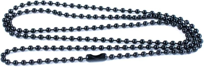 PARACORD PLANET Ball Chain Dog Tag Necklace - 4 and 24 Inches Long - 2.4mm Bead Size - Matching Connector - Adjustable Metal Bead Chain - Multiple Pack Sizes - Black or Silver