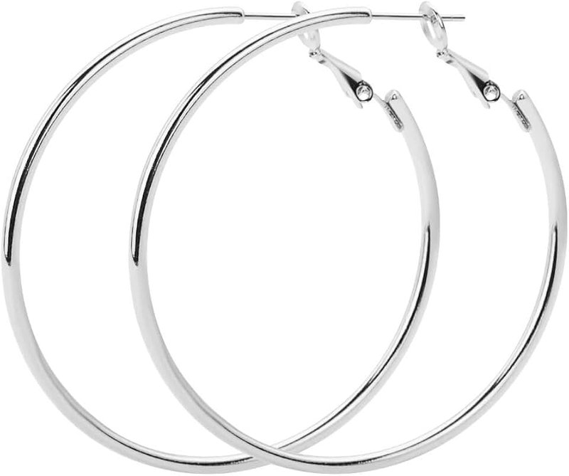 Rugewelry 925 Sterling Silver Hoop Earrings,18K Gold Plated Polished Round Hoop Earrings For Women,Girls' Gifts