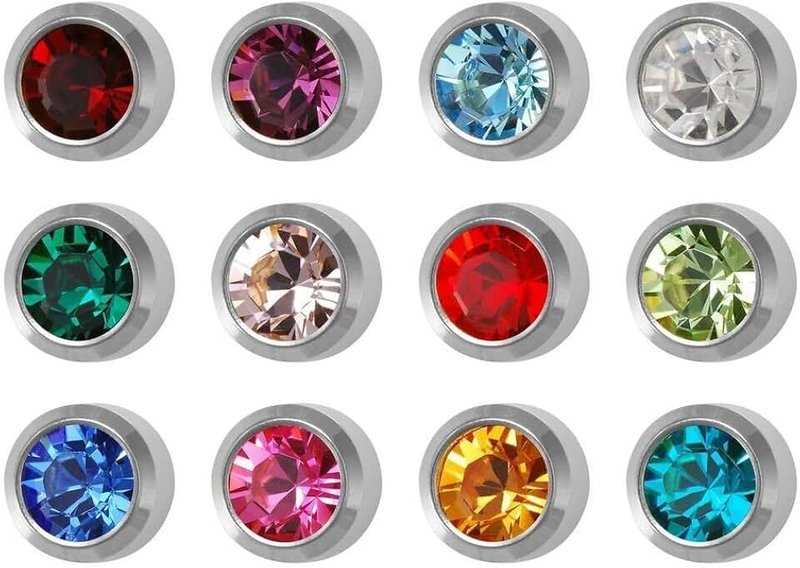 STUDEX 12 Pairs Studex Birthstones Regular 4mm Stainless Steel Bezel Setting Ear Piercing Stud Earrings