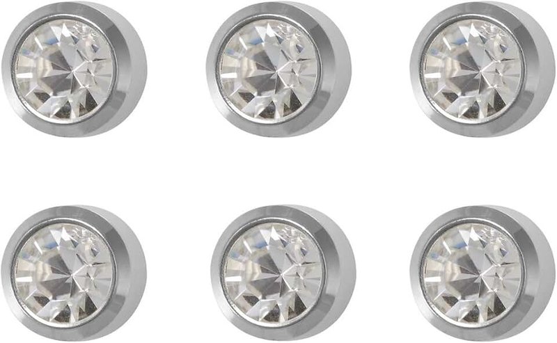 STUDEX 6 Pairs Studex April/Crystal Mini 2mm Stainless Steel Bezel Setting Ear Piercing Stud Earrings Birthstone