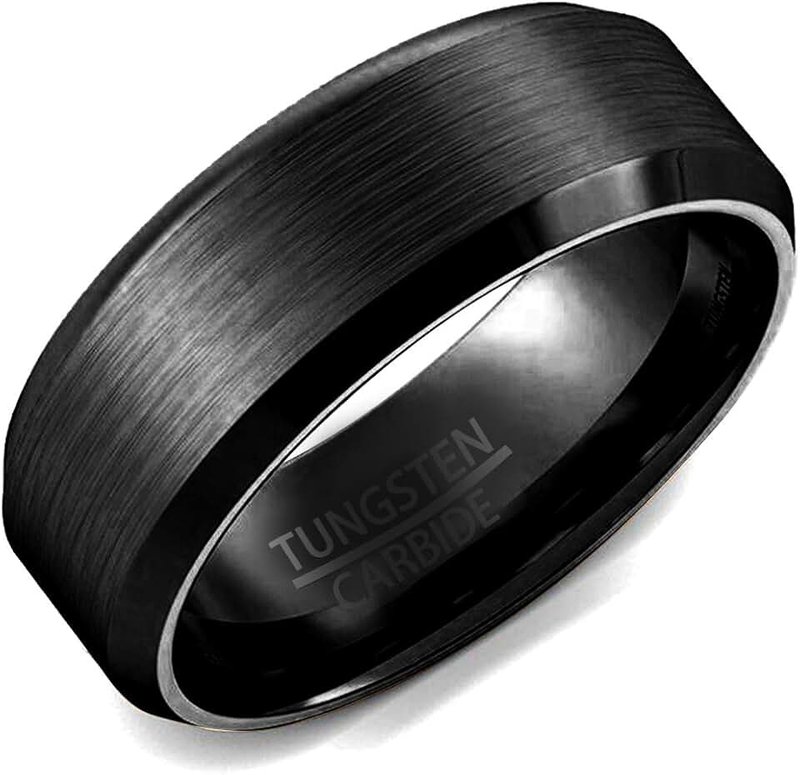 JUDE 8mm Black Titanium, Stainless Steel Classical, Simple Plain Ring Wedding Band