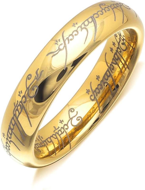 Ginger Lyne Collection 6mm Wide One Ring Gold over Stainless Steel Mens or Womens Wedding Band Bridal Fashion Jewelry Gift Idea for him or her Matching