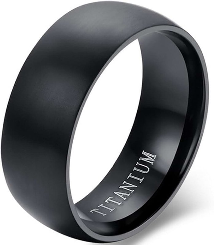 JUDE 8mm Brushed Matte Solid Titanium Ring Wedding Band