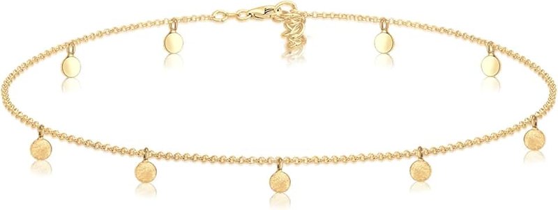 Elli Necklace Women Choker Coin Pendant Matt in 925 Sterling Silver